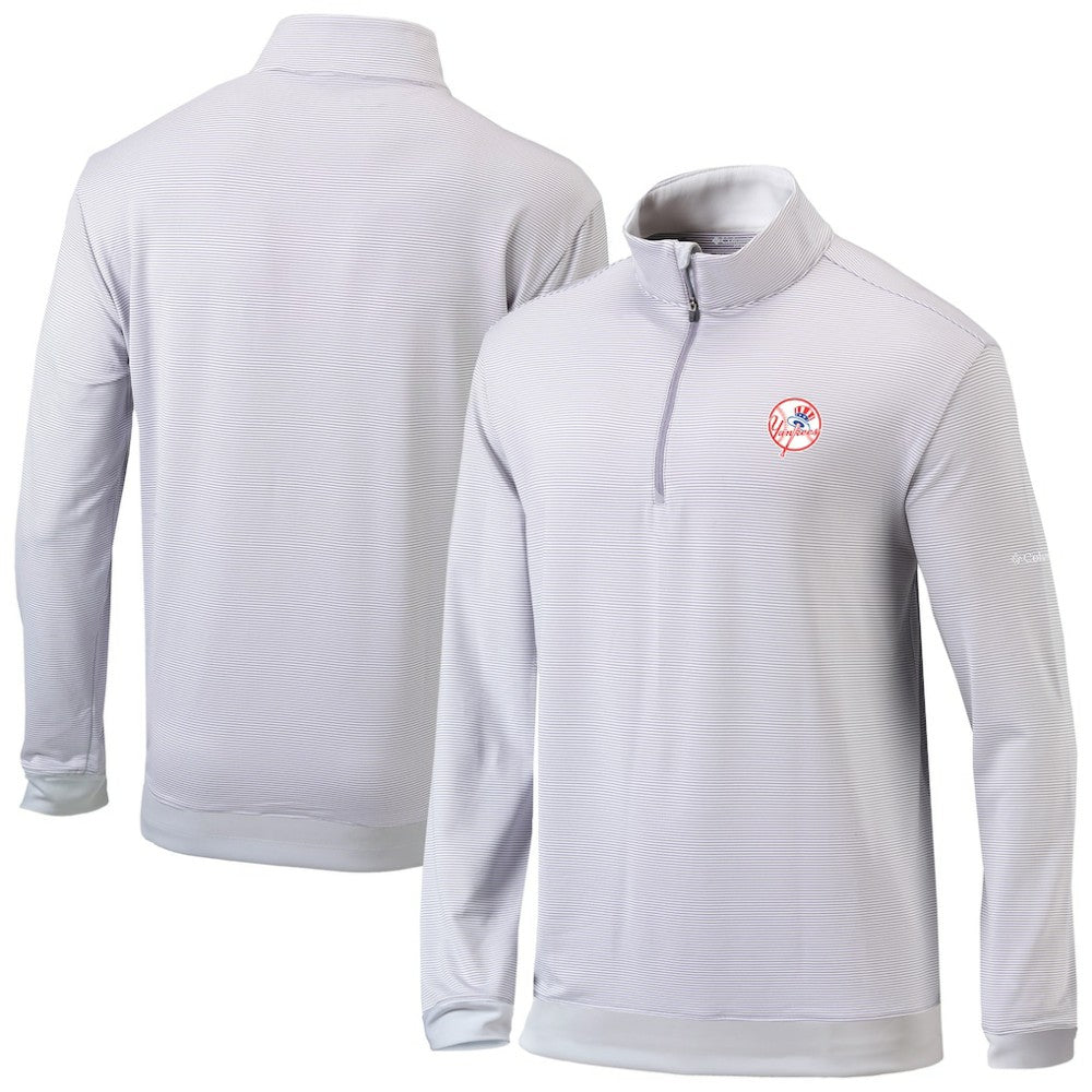 Gray New York Yankees Columbia Omni-Wick Even Lie Quarter-Zip Pullover Top