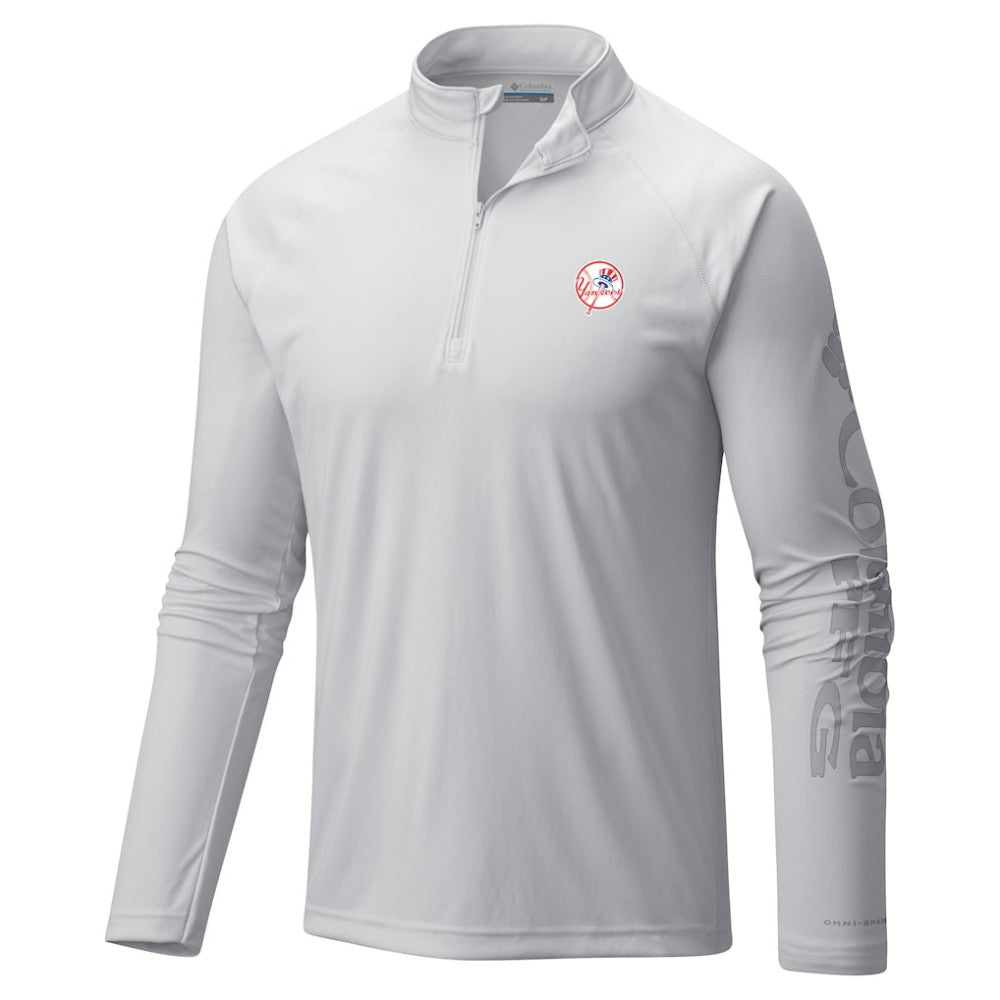 White New York Yankees Columbia Terminal Tackle Raglan Omni-Shade Quarter-Zip Pullover Top
