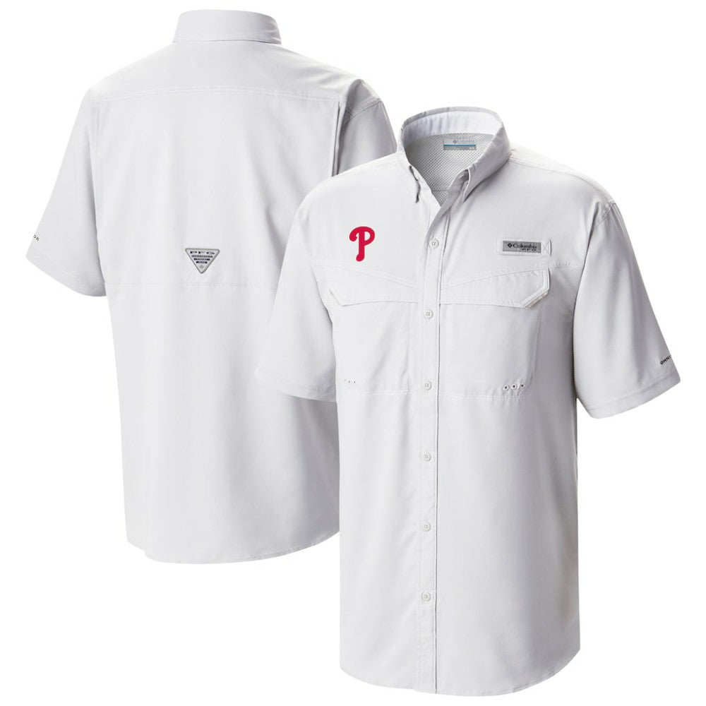 White Philadelphia Phillies Columbia Omni-Wick Low Drag Offshore Button-Up Shirt