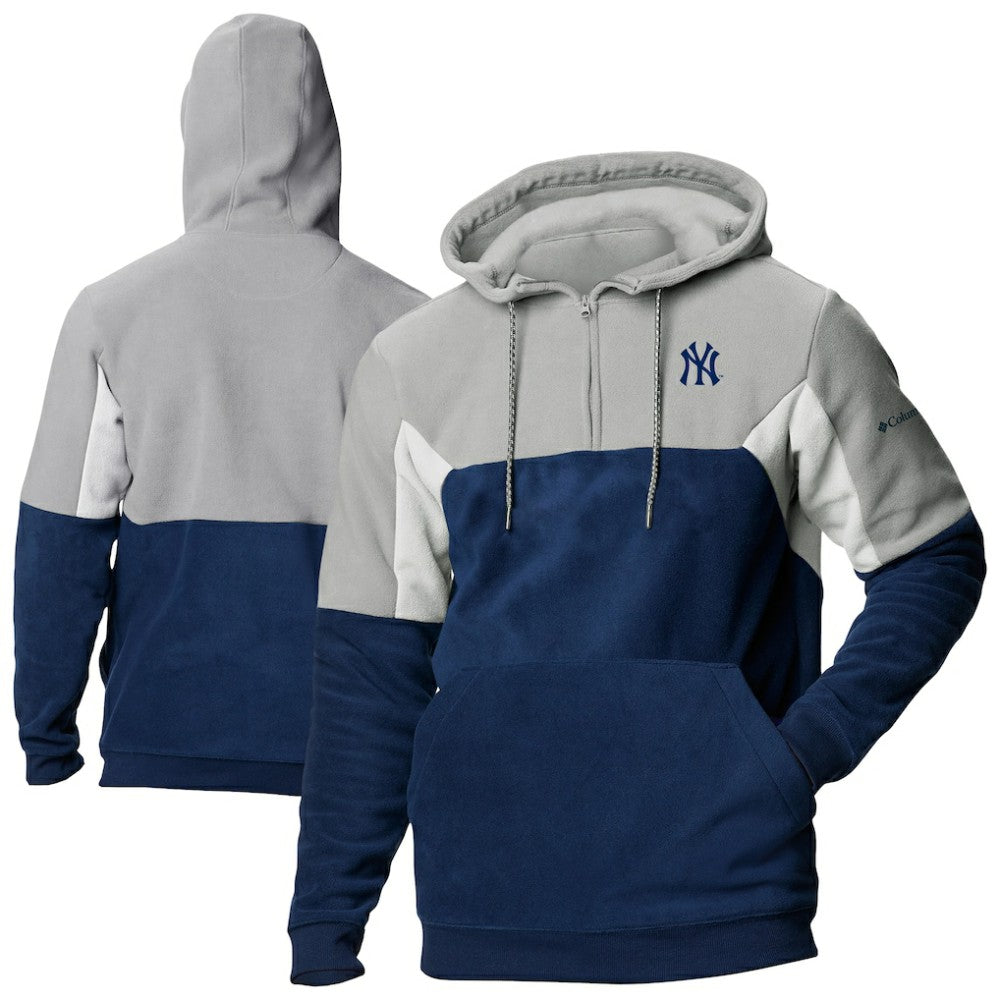 Navy New York Yankees Columbia Lodge Fleece Quarter-Zip Hoodie