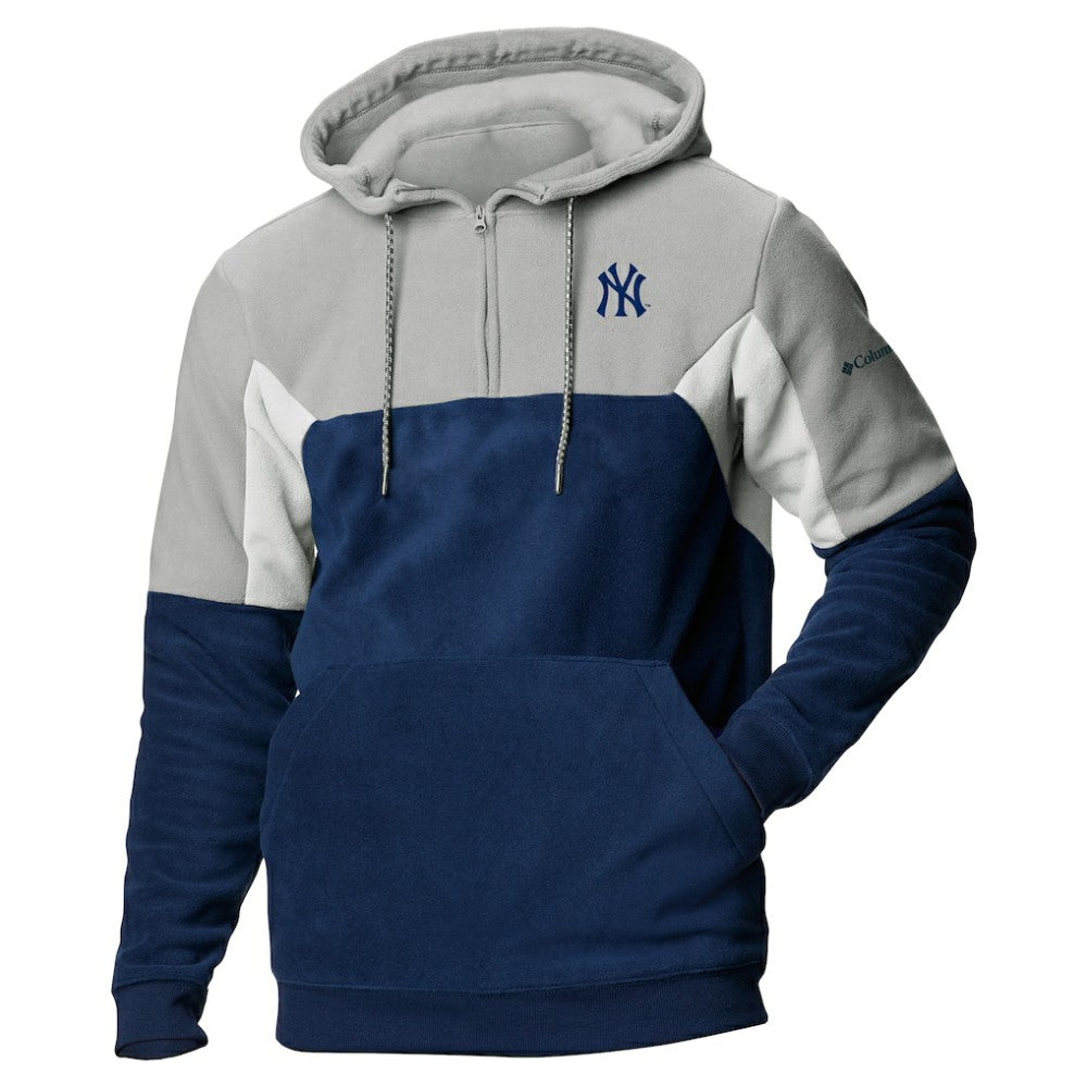 Navy New York Yankees Columbia Lodge Fleece Quarter-Zip Hoodie