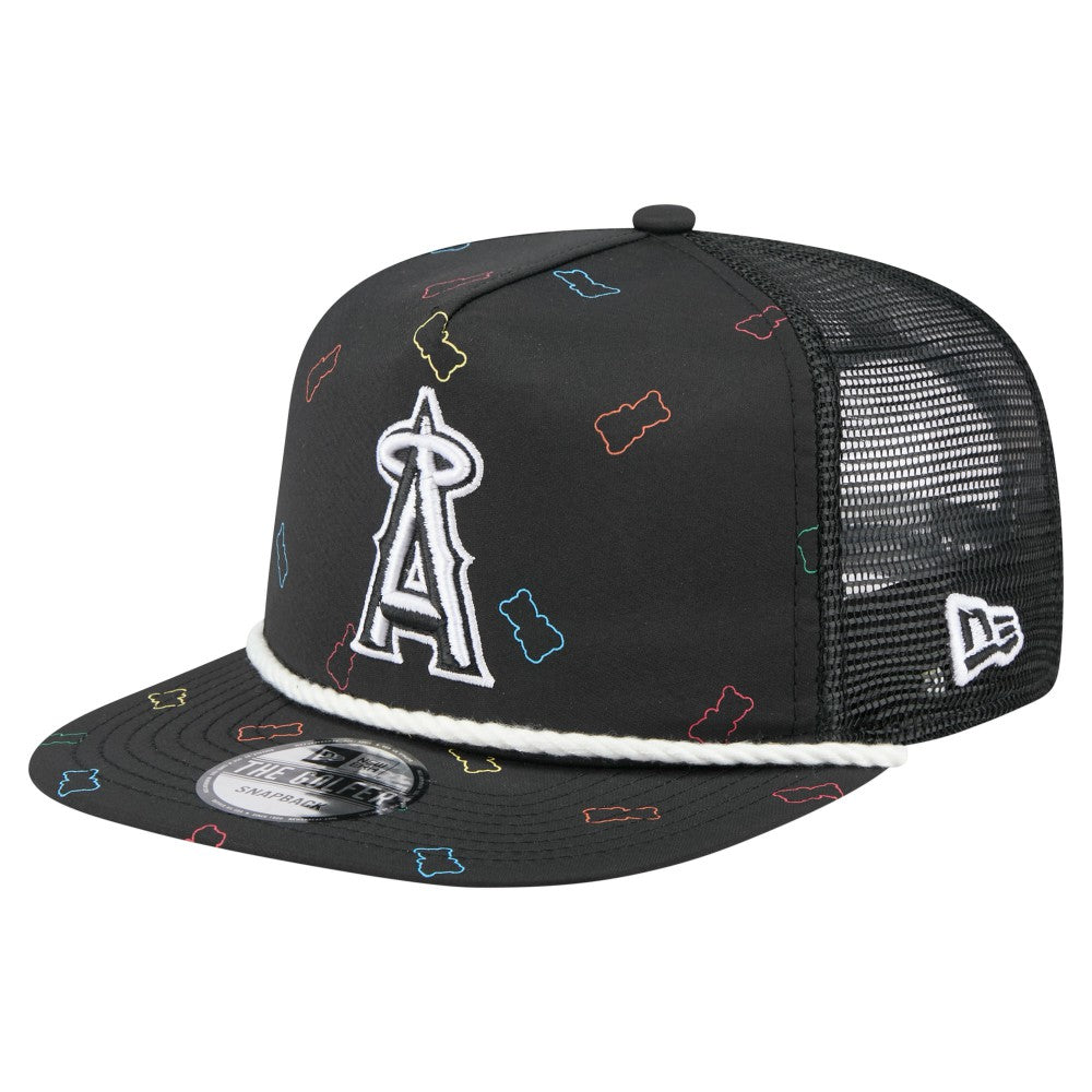Black Los Angeles Angels New Era Gummy Golfer Trucker Adjustable Hat