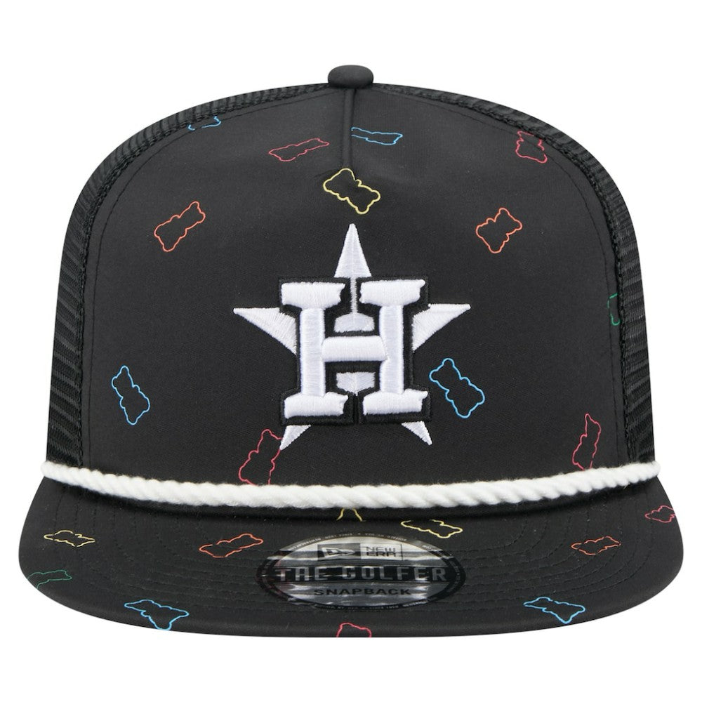 Black Houston Astros New Era Gummy Golfer Trucker Adjustable Hat