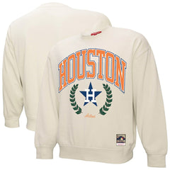Cream Houston Astros Mitchell & Ness Women's Cooperstown Collection Laurel Crew Pullover Sweatshirt