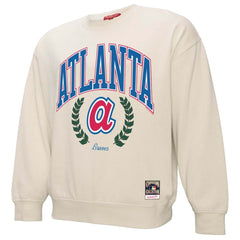 Cream Atlanta Braves Mitchell & Ness Women's Cooperstown Collection Laurel Pullover Sweatshirt
