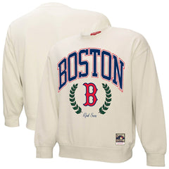Cream Boston Red Sox Mitchell & Ness Women's Cooperstown Collection Laurel Pullover Sweatshirt