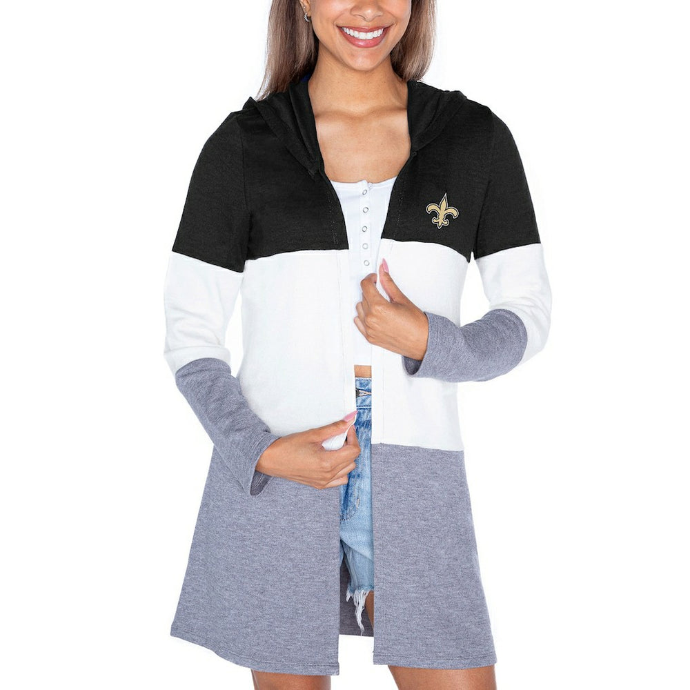 Gameday Couture Women's Tri-Blend Color Block Lightweight Cardigan Hoodie - New Orleans Saints Hoodies