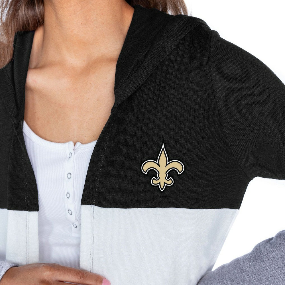 Gameday Couture Women's Tri-Blend Color Block Lightweight Cardigan Hoodie - New Orleans Saints Hoodies