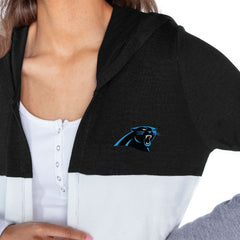 Gameday Couture Women's Tri-Blend Color Block Lightweight Cardigan Hoodie - Carolina Panthers Hoodies