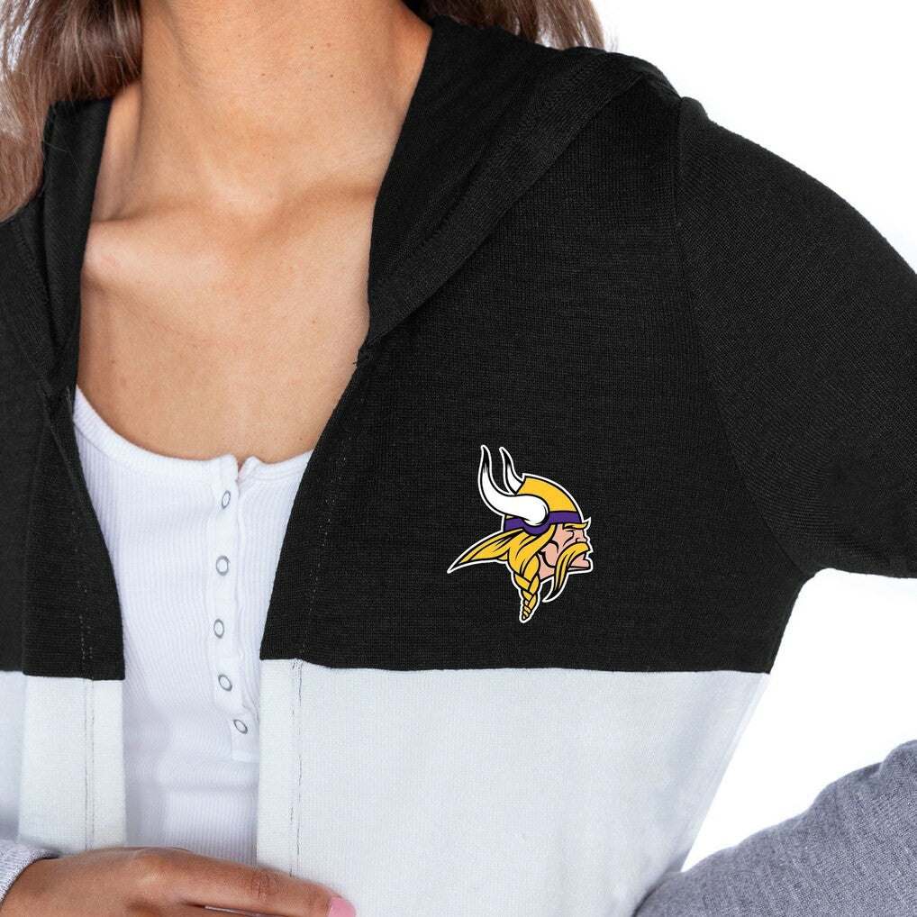 Gameday Couture Women's Tri-Blend Color Block Lightweight Cardigan Hoodie - Minnesota Vikings Hoodies