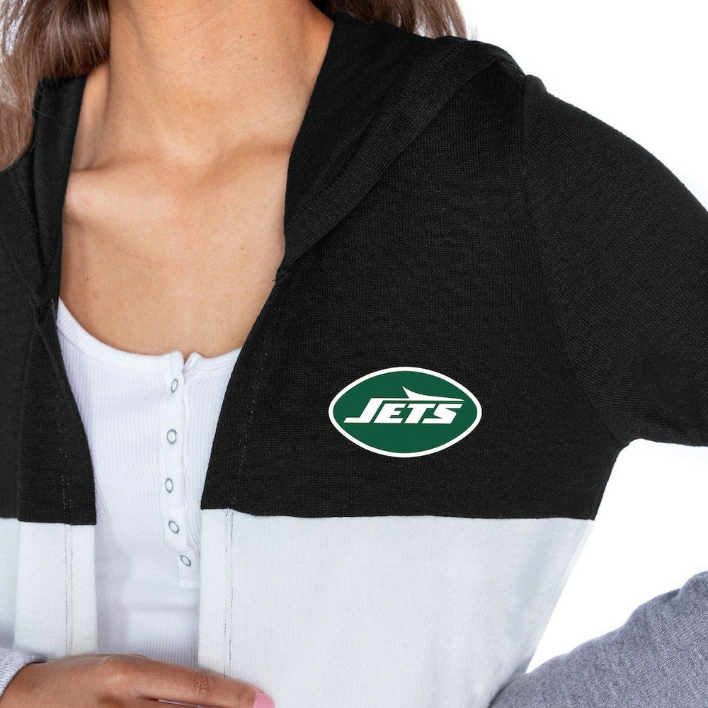 Gameday Couture Women's Tri-Blend Color Block Lightweight Cardigan Hoodie - New York Jets Hoodies