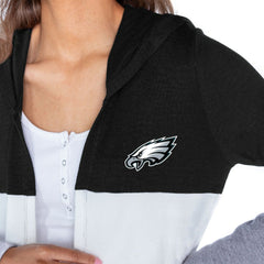 Gameday Couture Women's Tri-Blend Color Block Lightweight Cardigan Hoodie - Philadelphia Eagles Hoodies