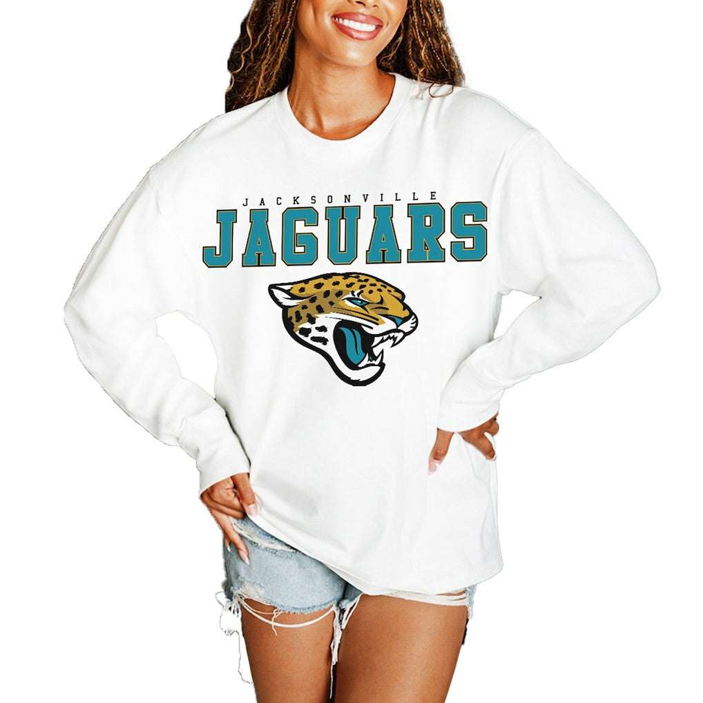 Gameday Couture Women's Big Goals Oversized Long Sleeve T-Shirt - Jacksonville Jaguars T-shirts