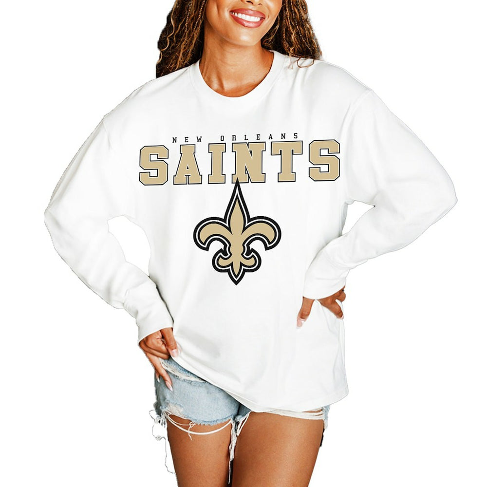 Gameday Couture Women's Big Goals Oversized Long Sleeve T-Shirt - New Orleans Saints T-shirts