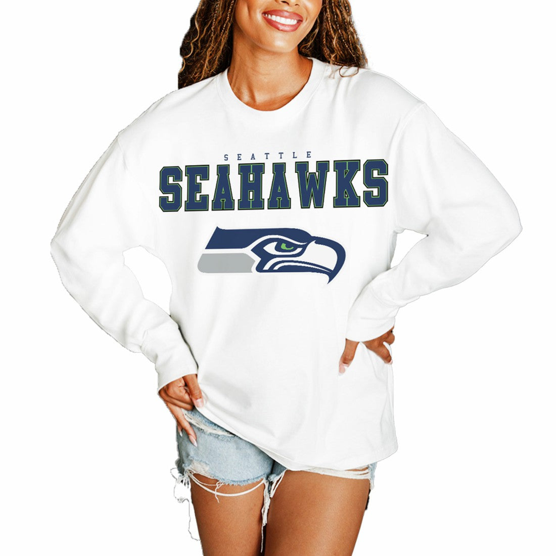 Gameday Couture Women's Big Goals Oversized Long Sleeve T-Shirt - Seattle Seahawks T-shirts