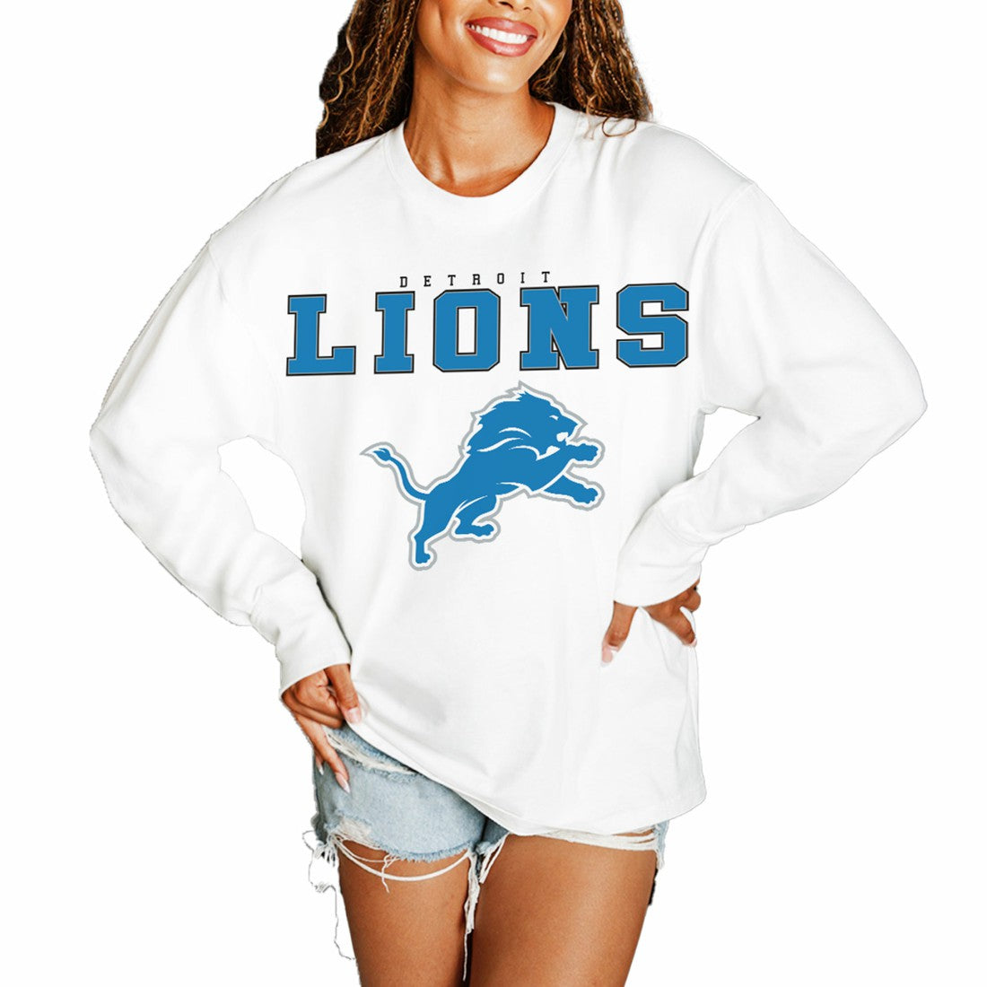 Gameday Couture Women's Big Goals Oversized Long Sleeve T-Shirt - Detroit Lions T-shirts