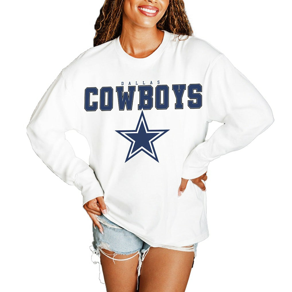 Gameday Couture Women's Big Goals Oversized Long Sleeve T-Shirt - Dallas Cowboys T-shirts