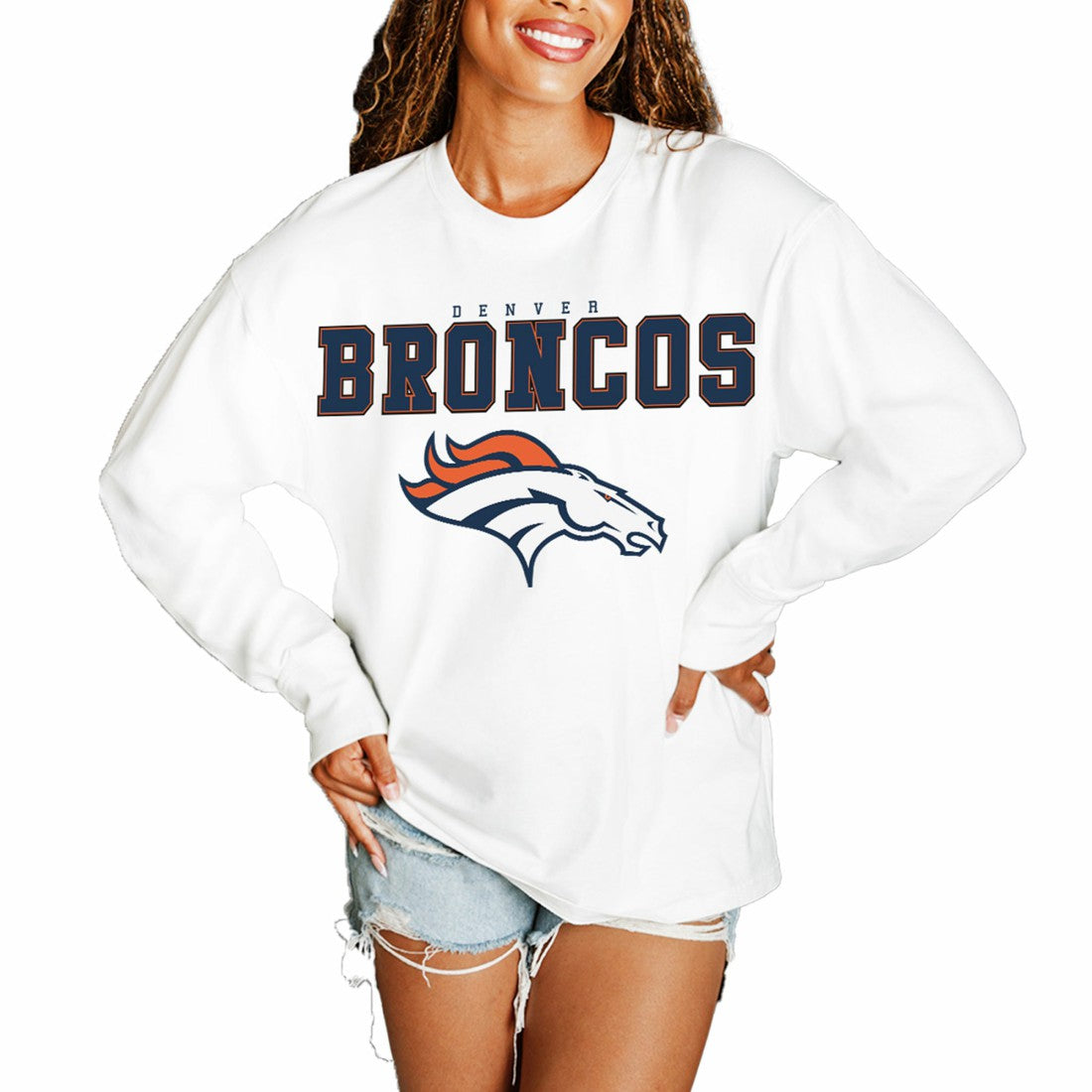 Gameday Couture Women's Big Goals Oversized Long Sleeve T-Shirt - Denver Broncos T-shirts