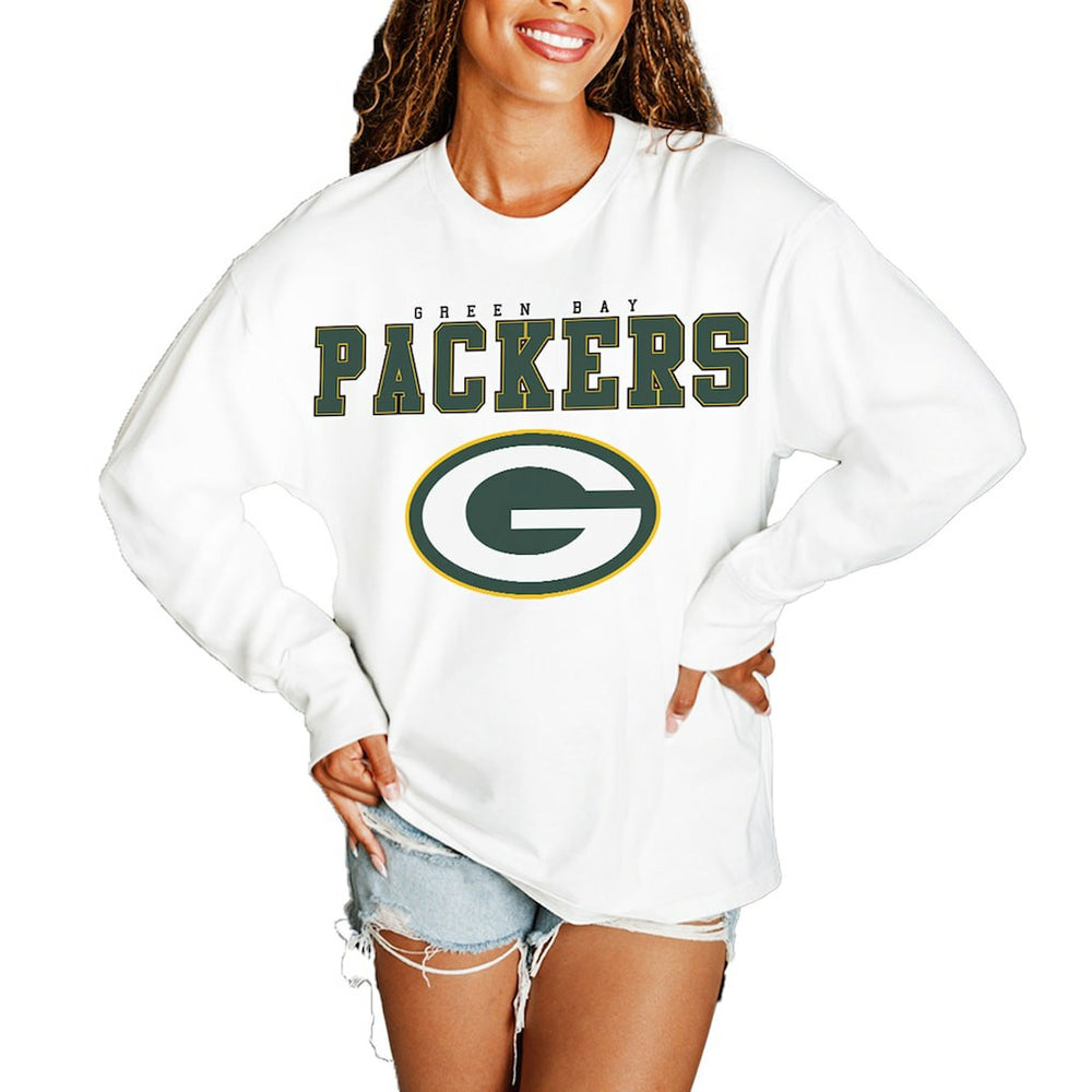 Gameday Couture Women's Big Goals Oversized Long Sleeve T-Shirt - Green Bay Packers T-shirts