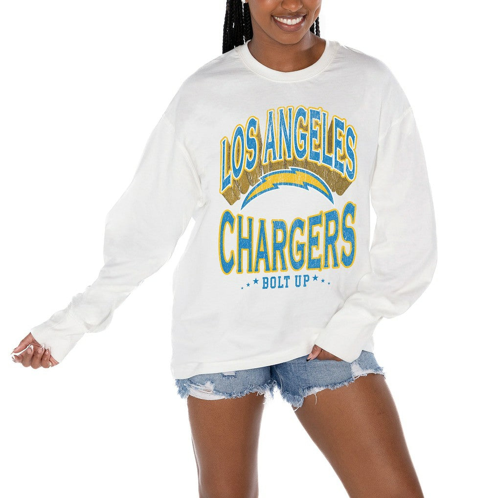 Gameday Couture Women's Time Out Oversized Long Sleeve T-Shirt - Los Angeles Chargers T-shirts