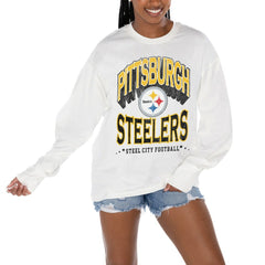 Gameday Couture Women's Time Out Oversized Long Sleeve T-Shirt - Pittsburgh Steelers T-shirts