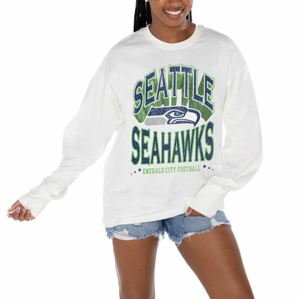Gameday Couture Women's Time Out Oversized Long Sleeve T-Shirt - Seattle Seahawks T-shirts