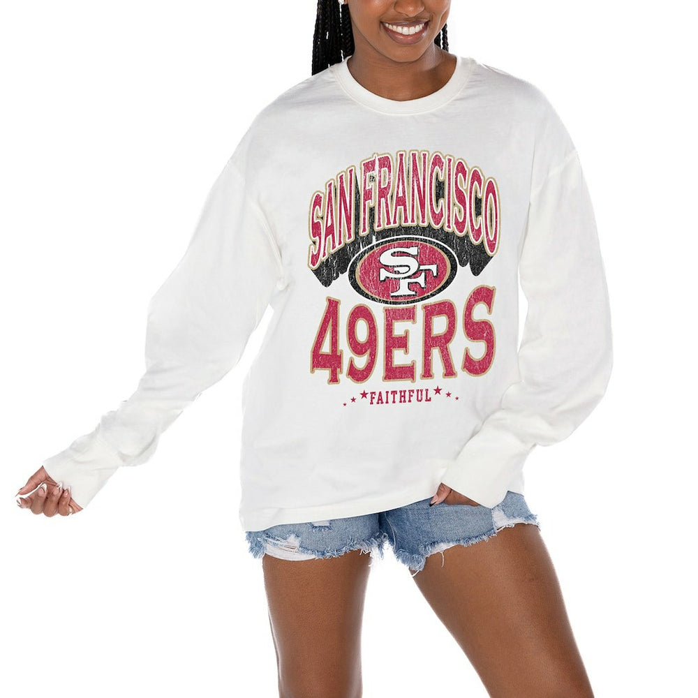 Gameday Couture Women's Time Out Oversized Long Sleeve T-Shirt - San Francisco 49ers T-shirts