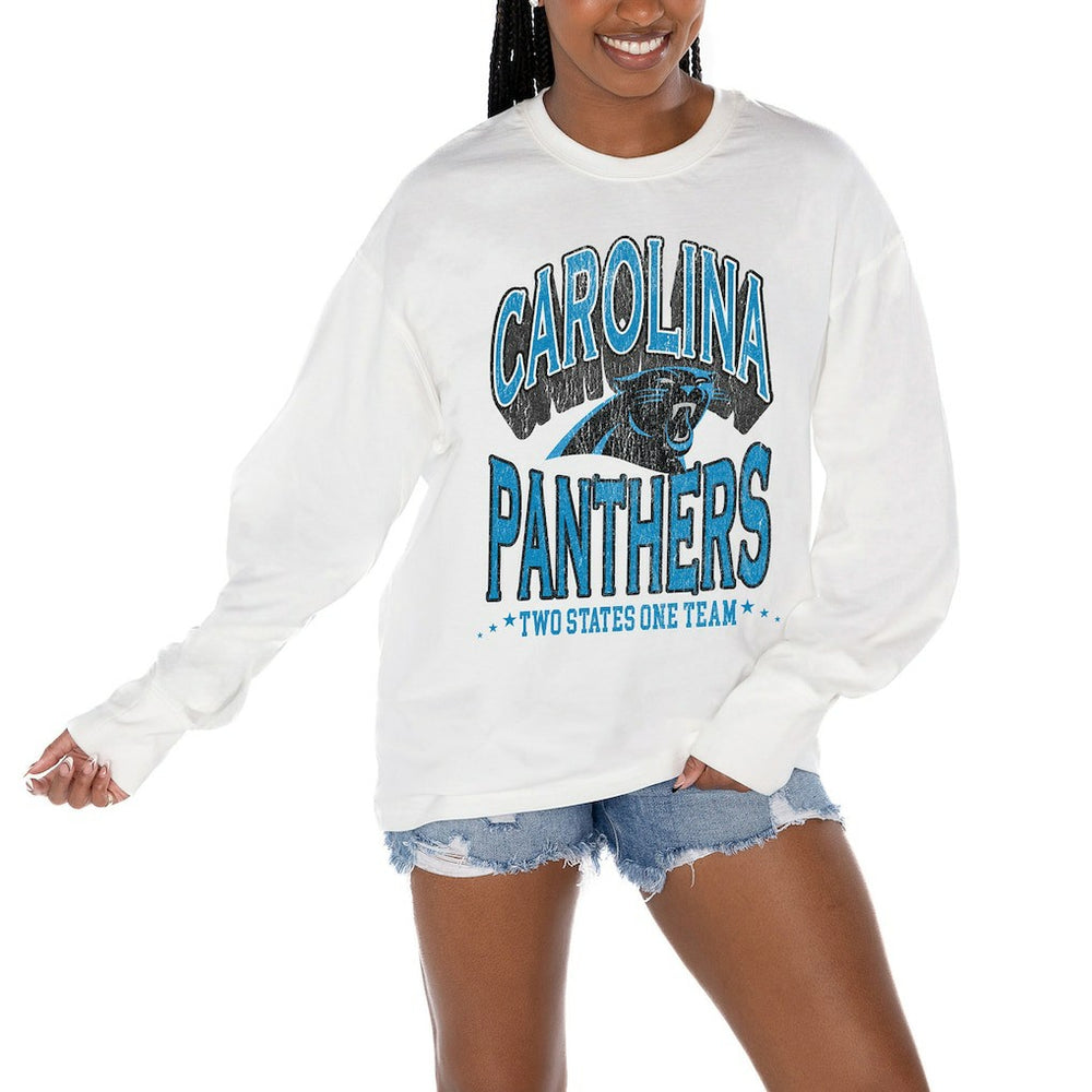 Gameday Couture Women's Time Out Oversized Long Sleeve T-Shirt - Carolina Panthers T-shirts