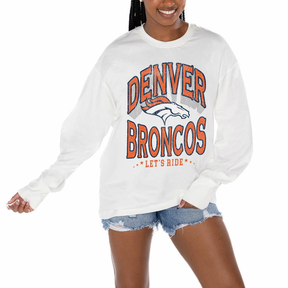 Gameday Couture Women's Time Out Oversized Long Sleeve T-Shirt - Denver Broncos T-shirts