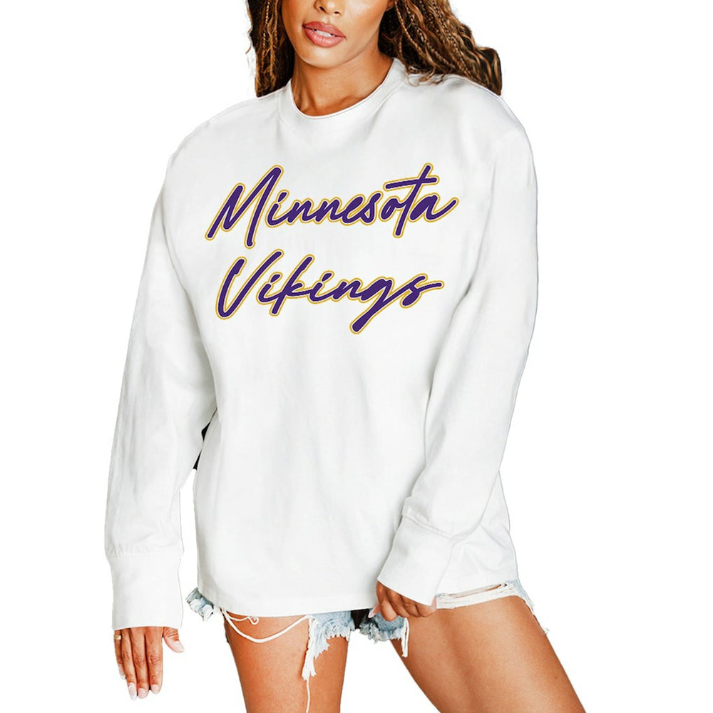 Gameday Couture Women's Classic Comeback Oversized Long Sleeve T-Shirt - Minnesota Vikings T-shirts