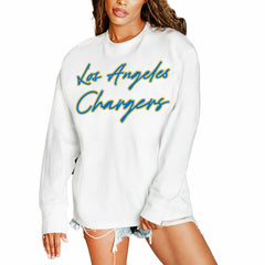 Gameday Couture Women's Classic Comeback Oversized Long Sleeve T-Shirt - Los Angeles Chargers T-shirts