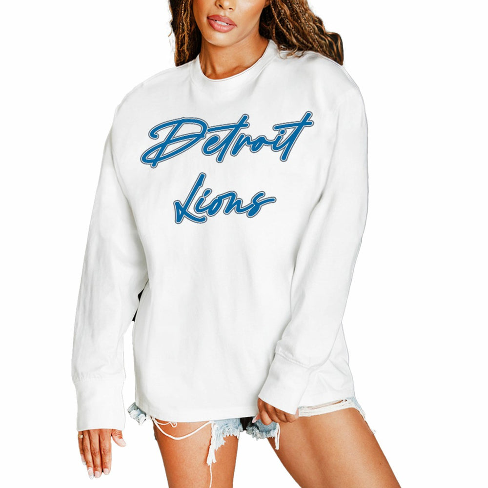 Gameday Couture Women's Classic Comeback Oversized Long Sleeve T-Shirt - Detroit Lions T-shirts