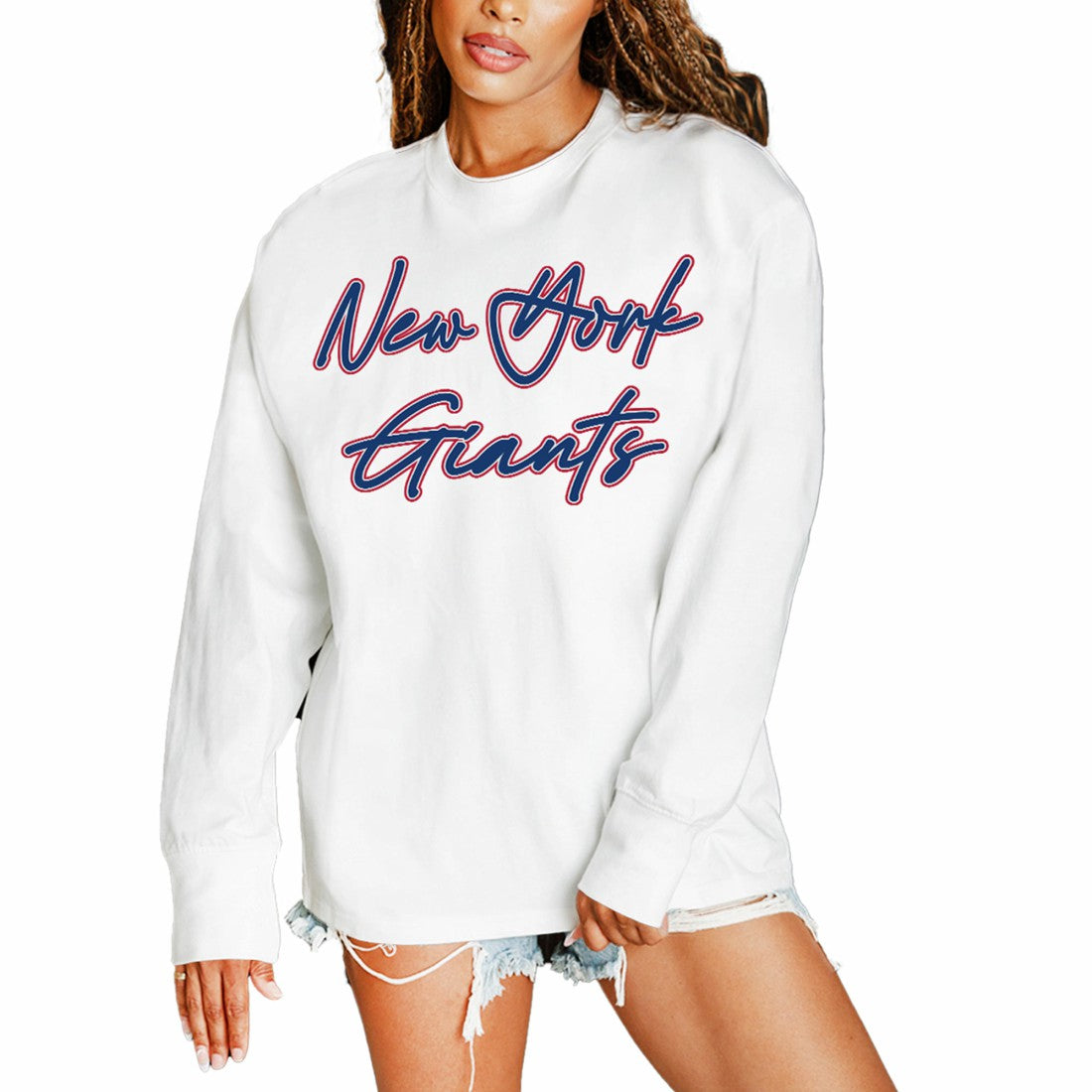 Gameday Couture Women's Classic Comeback Oversized Long Sleeve T-Shirt - New York Giants T-shirts