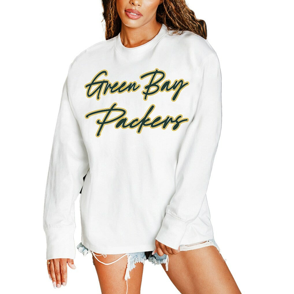 Gameday Couture Women's Classic Comeback Oversized Long Sleeve T-Shirt - Green Bay Packers T-shirts