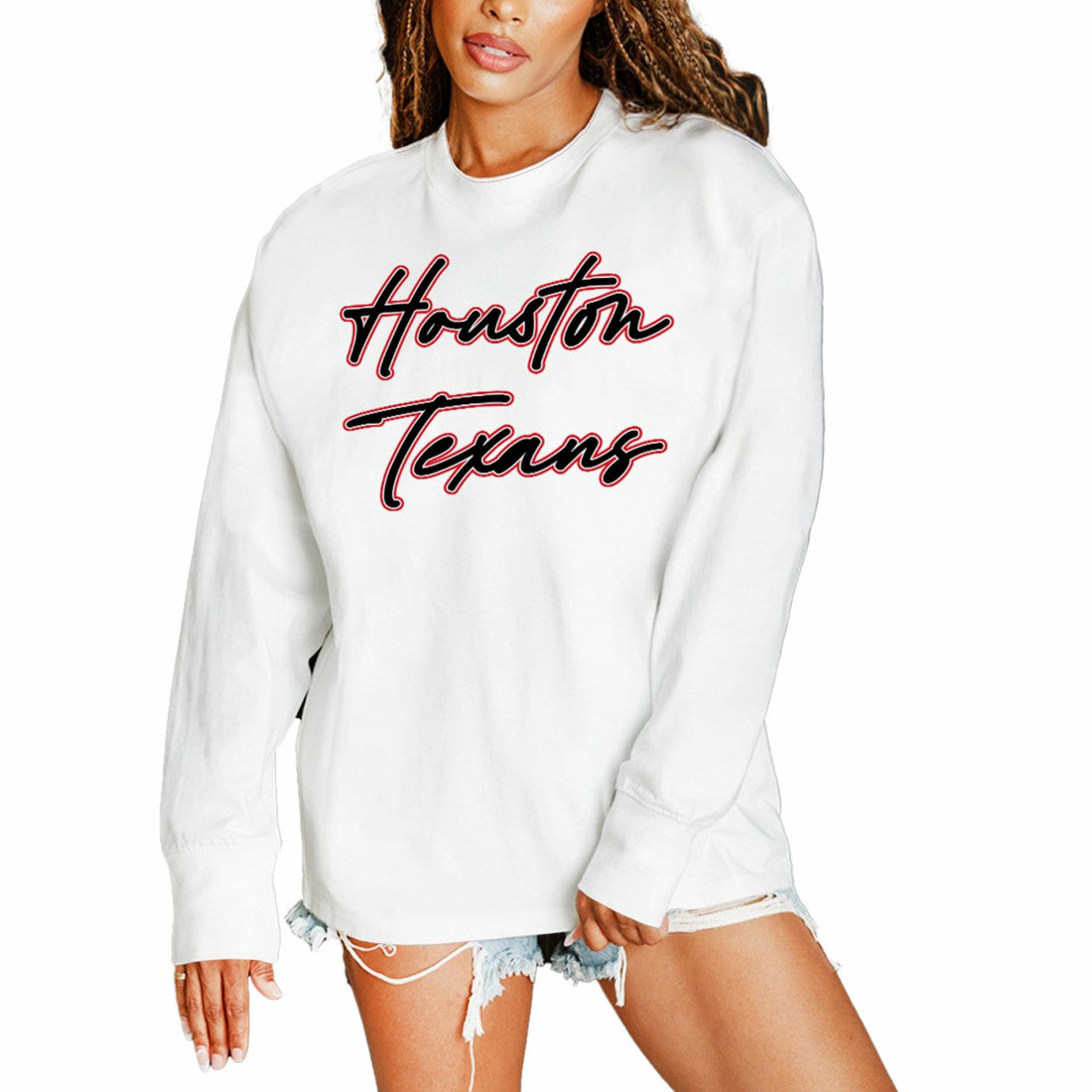 Gameday Couture Women's Classic Comeback Oversized Long Sleeve T-Shirt - Houston Texans T-shirts