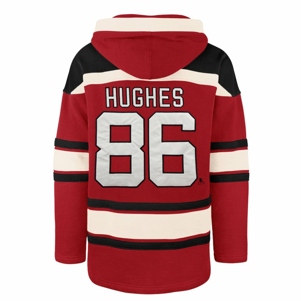 NHL Jack Hughes New Jersey Devils '47 Big & Tall Lace-up Pullover Hoodie
