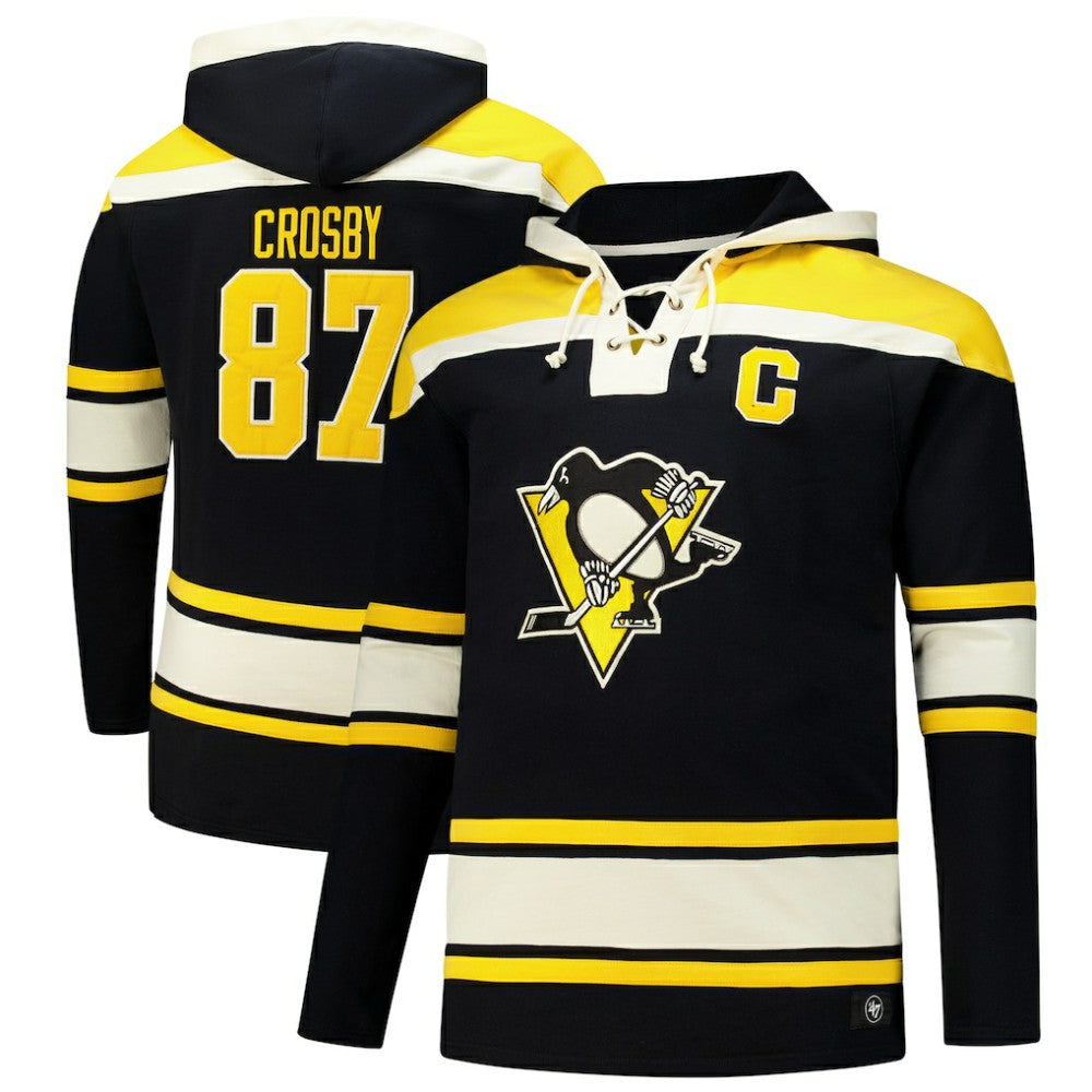 NHL Sidney Crosby Pittsburgh Penguins '47 Big & Tall Lace-up Pullover Hoodie