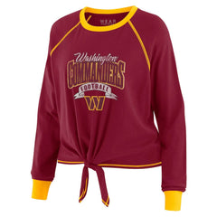 WEAR by Erin Andrews Women's Plus Size Tie-Front Long Sleeve Top - Washington Commanders Tops