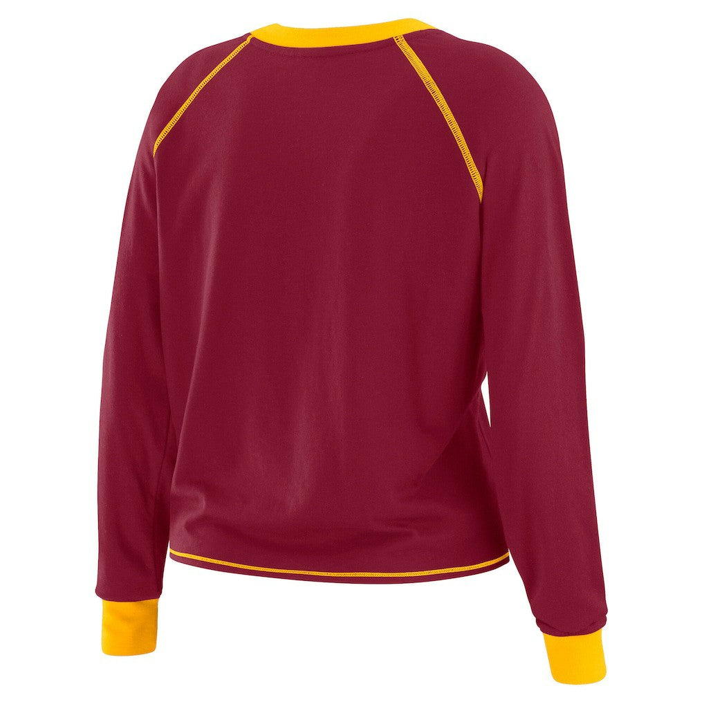 WEAR by Erin Andrews Women's Plus Size Tie-Front Long Sleeve Top - Washington Commanders Tops