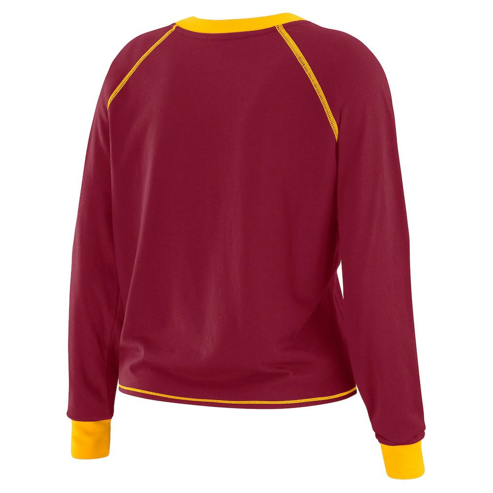 WEAR by Erin Andrews Women's Plus Size Tie-Front Long Sleeve Top - Washington Commanders Tops