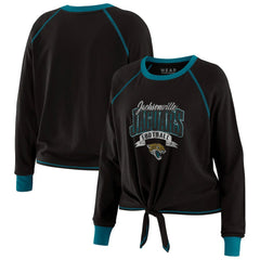 WEAR by Erin Andrews Women's Plus Size Tie-Front Long Sleeve Top - Jacksonville Jaguars Tops