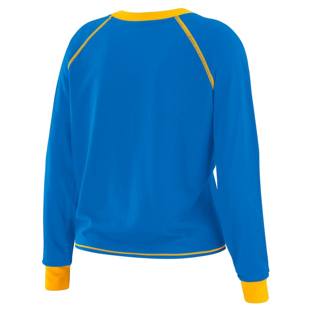 WEAR by Erin Andrews Women's Plus Size Tie-Front Long Sleeve Top - Los Angeles Chargers Tops