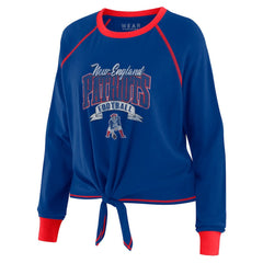 WEAR by Erin Andrews Women's Plus Size Tie-Front Long Sleeve Top - New England Patriots Tops