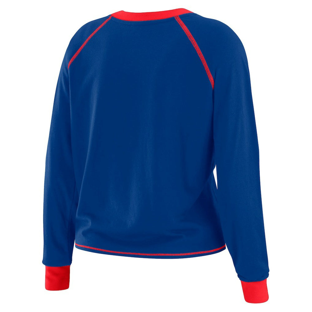 WEAR by Erin Andrews Women's Plus Size Tie-Front Long Sleeve Top - New England Patriots Tops