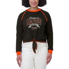 WEAR by Erin Andrews Women's Plus Size Tie-Front Long Sleeve Top - Cincinnati Bengals Tops