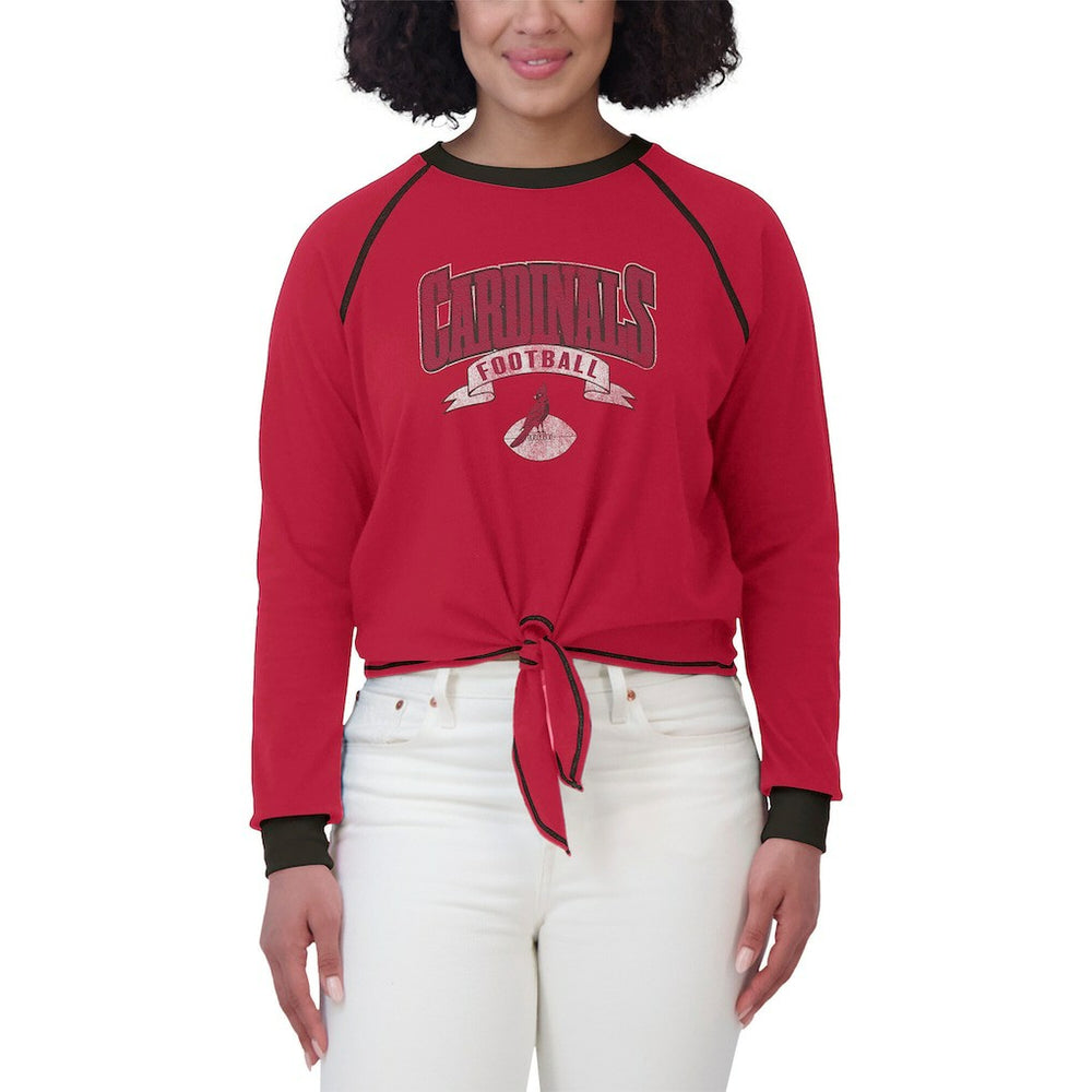 WEAR by Erin Andrews Women's Plus Size Tie-Front Long Sleeve Top - Arizona Cardinals Tops