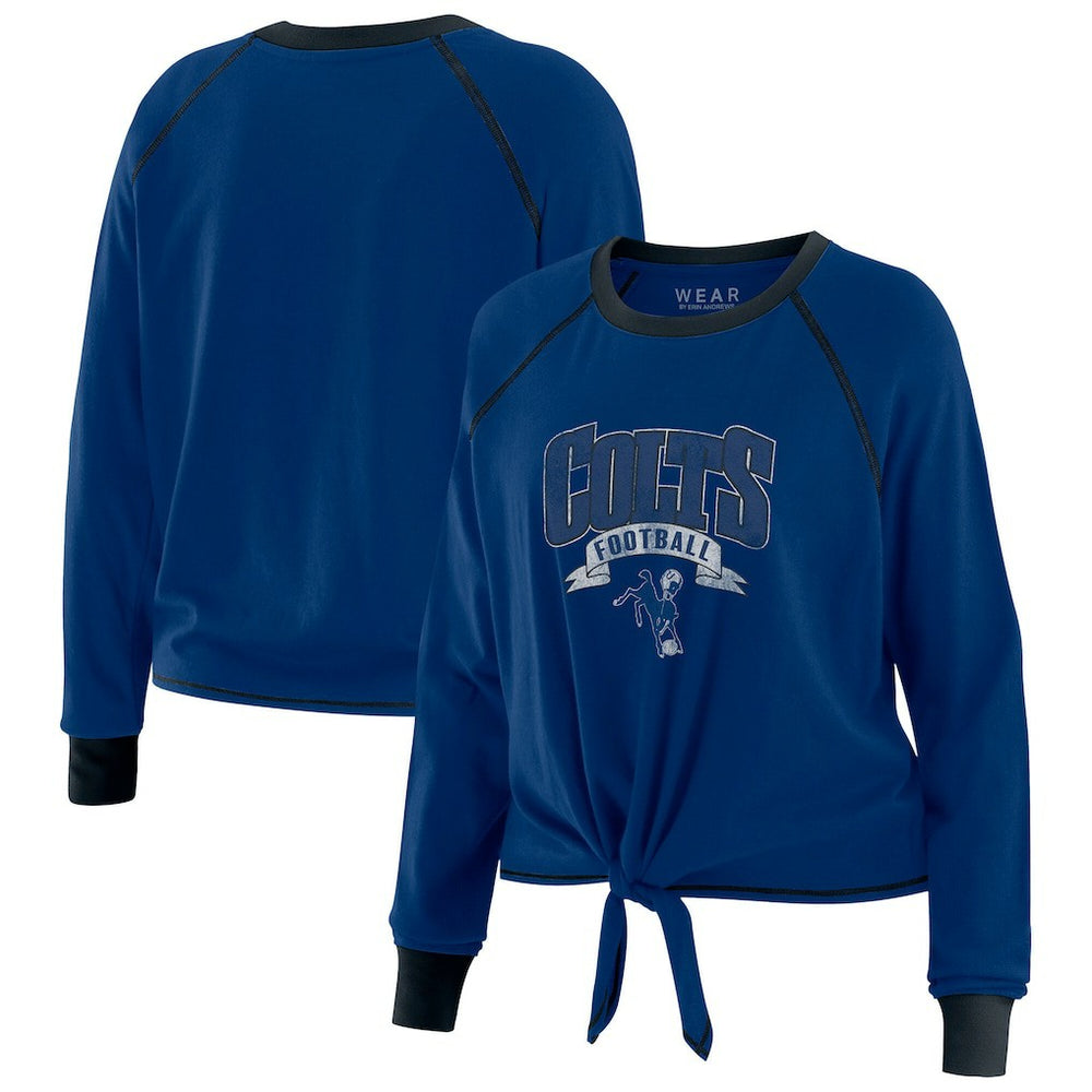 WEAR by Erin Andrews Women's Plus Size Tie-Front Long Sleeve Top - Indianapolis Colts Tops