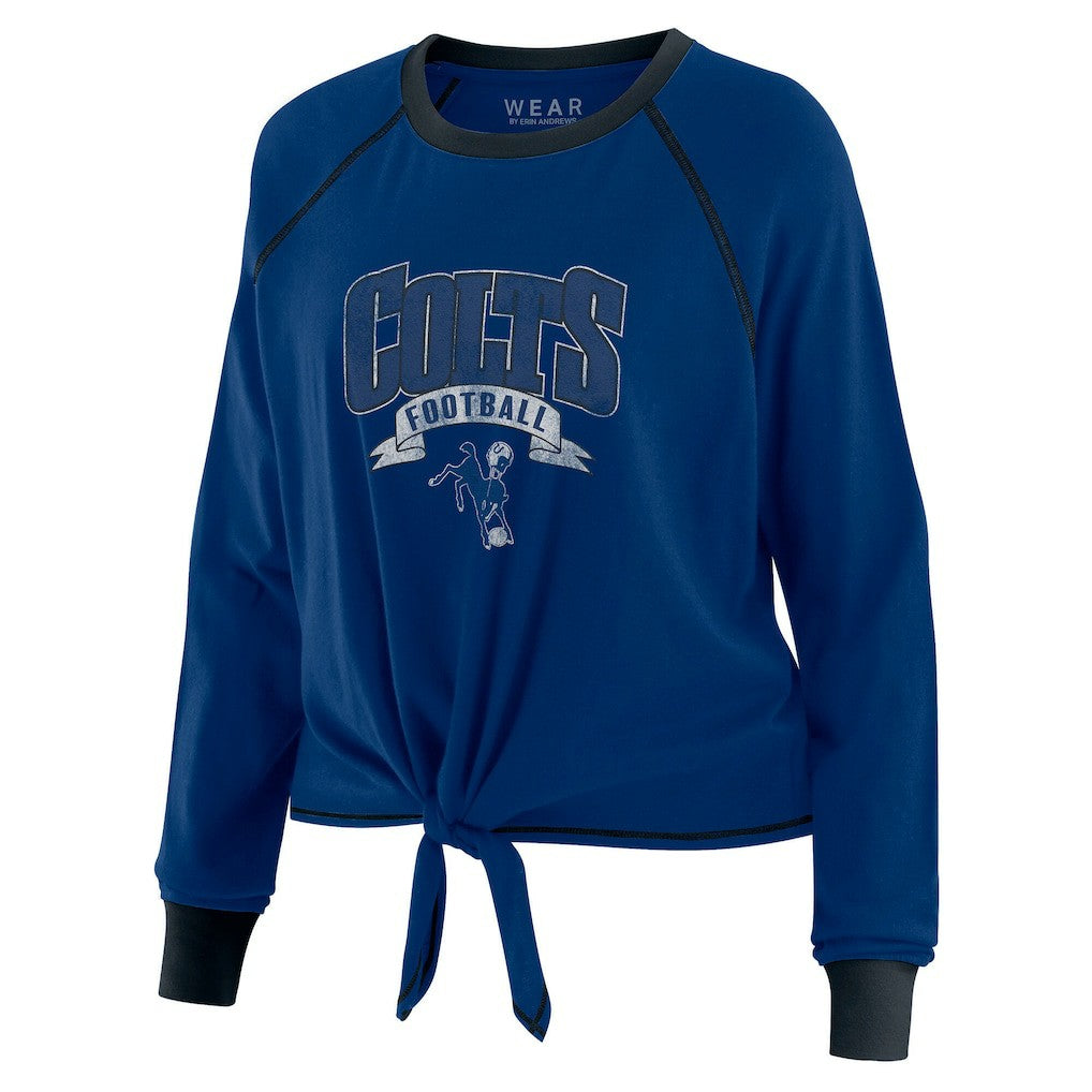 WEAR by Erin Andrews Women's Plus Size Tie-Front Long Sleeve Top - Indianapolis Colts Tops