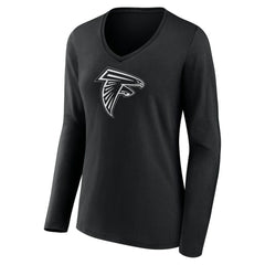 Women's Personalized Name & Number Monochrome Long Sleeve V-Neck T-Shirt - Atlanta Falcons T-shirts