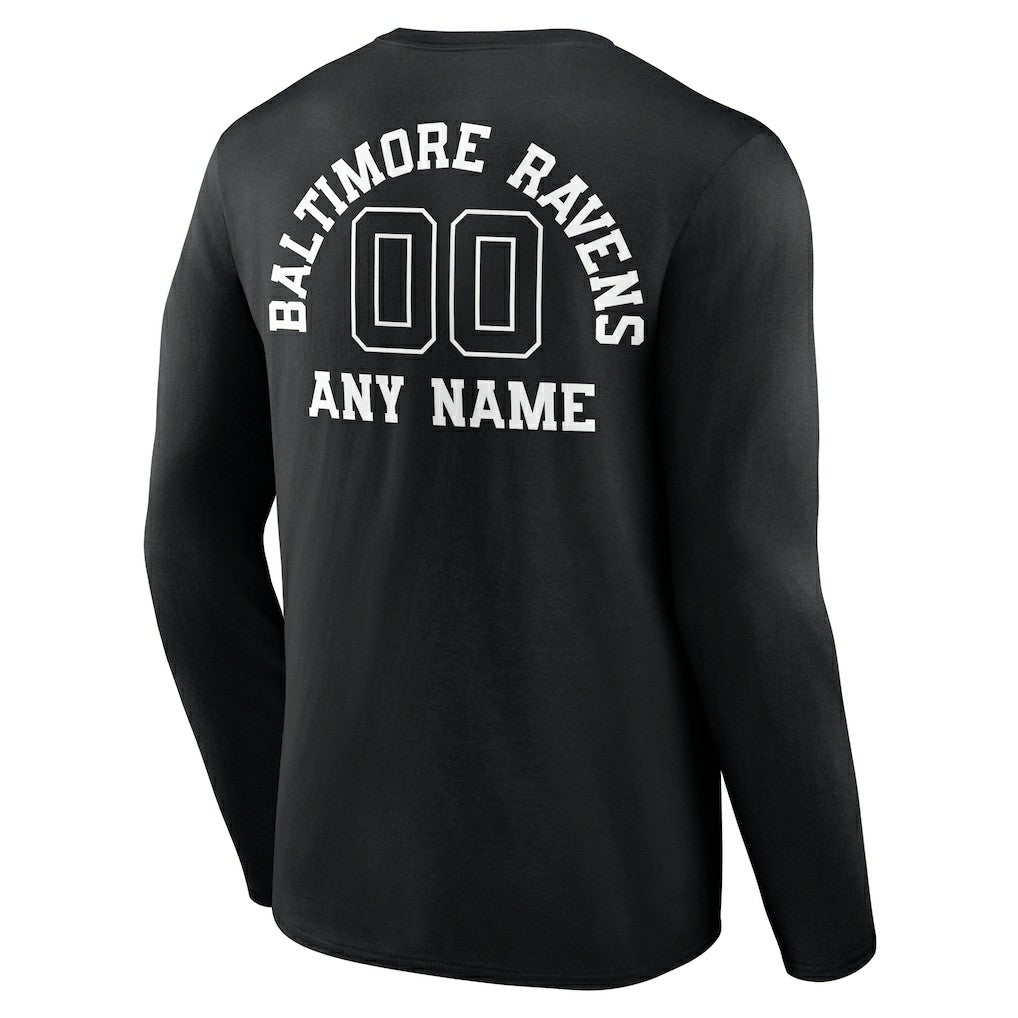 Personalized Name & Number Monochrome Long Sleeve T-Shirt - Baltimore Ravens T-shirts